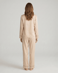 100% Mulberry Silk Pajama Set – Long Sleeve Peter Pan Collar Top & Relaxed Pants