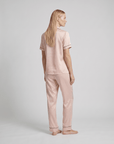 100% Mulberry Silk Pajama Set – Short Sleeve Button Top & Long Pants