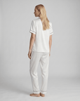 100% Mulberry Silk Pajama Set – Short Sleeve Button Top & Long Pants