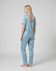 100% Mulberry Silk Pajama Set – Short Sleeve Button Top & Long Pants