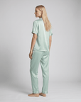 100% Mulberry Silk Pajama Set – Short Sleeve Button Top & Long Pants