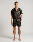 Men’s Ice Silk Pajama Set – Short Sleeve Loose Fit Sleepwear & Homewear Suit