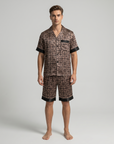 Men’s Silk-Like Pajama Set – Geometric Patterned Sleepwear