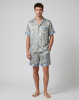 Men’s Silk-Like Pajama Set – Luxurious Paisley Pattern Sleepwear