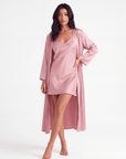 Luxury Silk Nightgown and Robe Set – Soft, Elegant 2-Piece Sleepwear for Women
