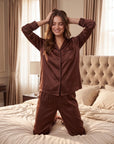 Silk Pajama Set for Women – Soft, Breathable, Luxury Sleepwear with Long Sleeves & Pants