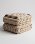 Plush Sherpa Fleece Throw Blanket – Ribbed Textured Sofa and Bed Blanket for Home