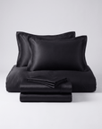 Solid Silk-Like Bedding Set with Duvet Cover, Bedsheet & Pillowcases