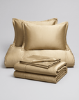Solid Silk-Like Bedding Set with Duvet Cover, Bedsheet & Pillowcases