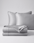 Solid Silk-Like Bedding Set with Duvet Cover, Bedsheet & Pillowcases