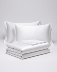 Solid Silk-Like Bedding Set with Duvet Cover, Bedsheet & Pillowcases