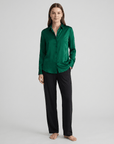 Women’s 100% Mulberry Silk Long-Sleeve Shirt – Professional Suit Top