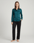 Women’s 100% Mulberry Silk Long-Sleeve Shirt – Professional Suit Top