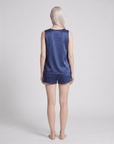 Women’s 100% Mulberry Silk Vest and Shorts Set – Sleeveless Two-Piece Sleepwear with Relaxed Fit