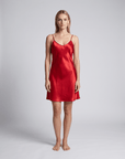 Women’s Satin Slip Nightdress – V-Neck Spaghetti Strap Sleep Dress