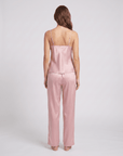Women's Silk Pajama Set – V-Neck Halter Top with Wide-Leg Pants