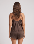 Women’s satin Camisole Pajama Set – Lace Trim Cami and Shorts Sleepwear