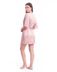 4pcs Elegant Silk Pajama Set for Women - Robe, Bralette, Shorts & Pants