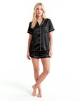Women's Pajama Set – Loose Short Sleeve Satin Lounge Set
