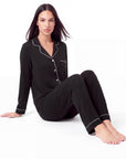 Women’s Bamboo Pajama Set – Long Sleeve Button Down Top with Full Length Pants