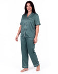 Sleepwear Set for Plus Size Women – Fashionable Tops and Long Pants Homewear