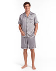 Men’s Silk Short Sleeve Set – Suit Collar Loungewear Set