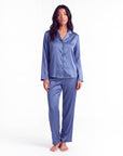 Soft Satin Pajamas Set for Women – 2-Piece Long Sleeve Sleepwear & Elegant Button Loungewear