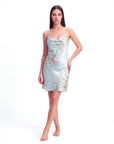 Women’s Puff-Sleeve Halter Neck Dress – Printed Casual Nightgown