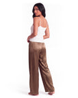 Women's Satin Wide-Leg Pants – Elastic High Waist with Draped Silhouette