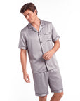 Men’s Silk Short Sleeve Set – Suit Collar Loungewear Set