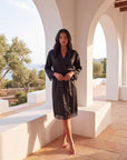 New Summer Thin Solid Color Stitching Lace Long Nightgown Robe – Luxury and Noble Home Clothes for Relaxation