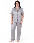 Sleepwear Set for Plus Size Women – Fashionable Tops and Long Pants Homewear