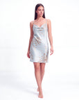 Women’s Puff-Sleeve Halter Neck Dress – Printed Casual Nightgown