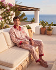 Men’s Silk-Like Pajama Set – Luxurious Paisley Pattern Sleepwear
