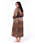 Luxurious Satin Kimono Robe with Contrast Trim – Long Sleeve, Belted, Machine Washable