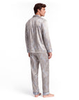 Men’s Silk-Like Pajama Set – Luxurious Paisley Pattern Sleepwear