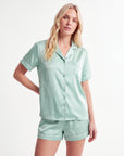 Women's Pajama Set – Loose Short Sleeve Satin Lounge Set
