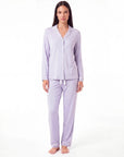 Women’s Bamboo Pajama Set – Long Sleeve Button Down Top with Full Length Pants