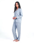 Women’s Pajama Set – Long Sleeve and Full-Length Trousers with Turn-Down Collar