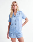 Women's Pajama Set – Loose Short Sleeve Satin Lounge Set