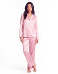 Soft Satin Pajamas Set for Women – 2-Piece Long Sleeve Sleepwear & Elegant Button Loungewear