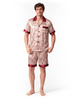 Men’s Silk-Like Pajama Set – Luxurious Paisley Pattern Sleepwear