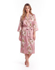 Women's Longline Belted Robe – Soft Three-Quarter Sleeve Loungewear & Sleepwear
