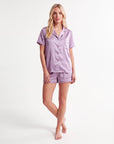 Women's Pajama Set – Loose Short Sleeve Satin Lounge Set