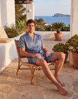 Men’s Silk Short Sleeve Set – Suit Collar Loungewear Set