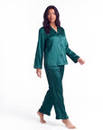 Soft Satin Pajamas Set for Women – 2-Piece Long Sleeve Sleepwear & Elegant Button Loungewear