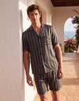 Men’s Pajama Set – Short Sleeve Loose Fit Sleepwear & Homewear Suit
