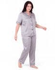 Sleepwear Set for Plus Size Women – Fashionable Tops and Long Pants Homewear