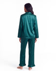 Soft Satin Pajamas Set for Women – 2-Piece Long Sleeve Sleepwear & Elegant Button Loungewear
