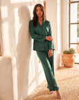 Soft Satin Pajamas Set for Women – 2-Piece Long Sleeve Sleepwear & Elegant Button Loungewear